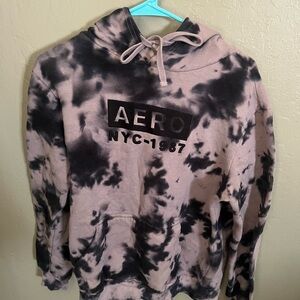Aeropostale Black and Gray Tie-Dye Hoodie